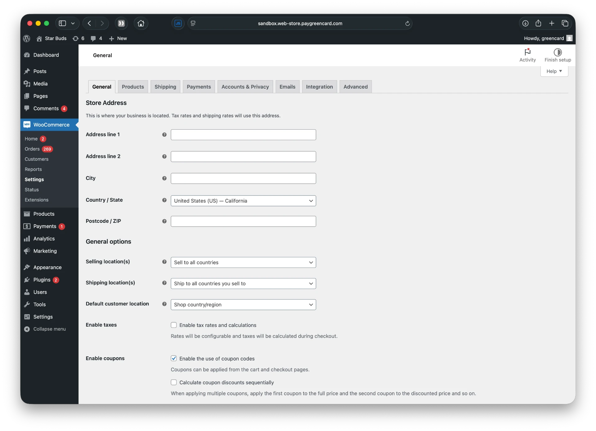 Open WooCommerce settings